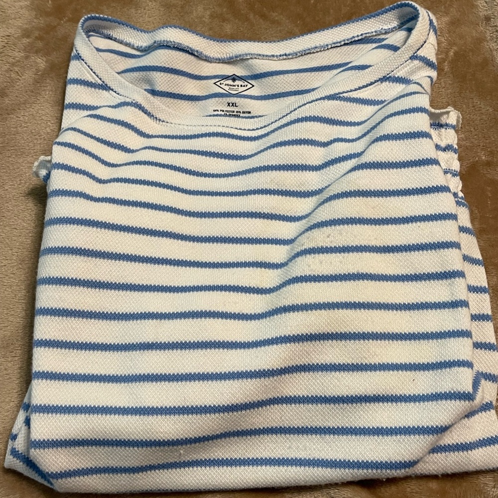 a.n.a Striped Top in Pink,  Blue striped top - St John’s Bay. Both size XXL - Picture 3 of 6